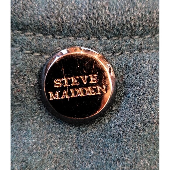 Steve Madden Womens Green Zip Wool Blend Coat Size M Peacoat Snap Pockets Warm - Picture 8 of 13